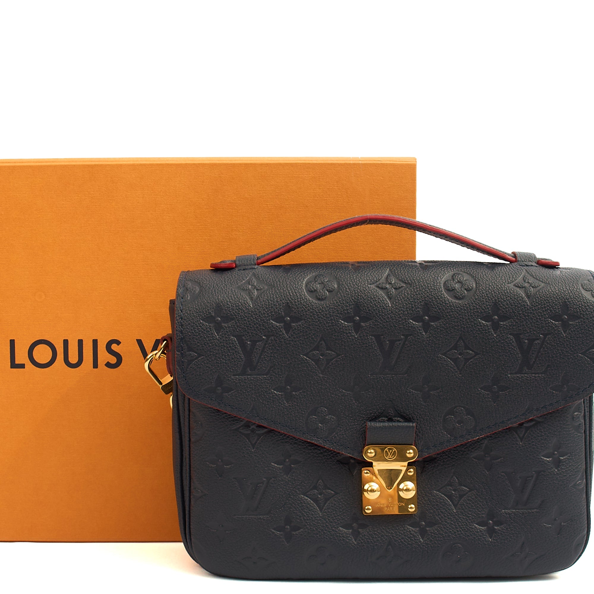 Louis Vuitton Cross Body Pochette Metis in Blue , Empreinte Leather — Lifestyle View