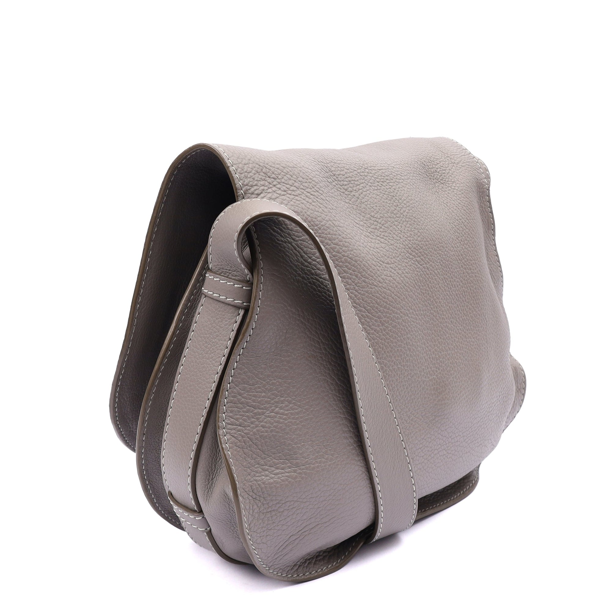 Chloe Cross Body Marcie - Large in Pastel Grey, Leather — Side View