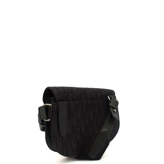 Christian Dior Cross Body Homme - Saddle Bag in Black, Fabric — Side View