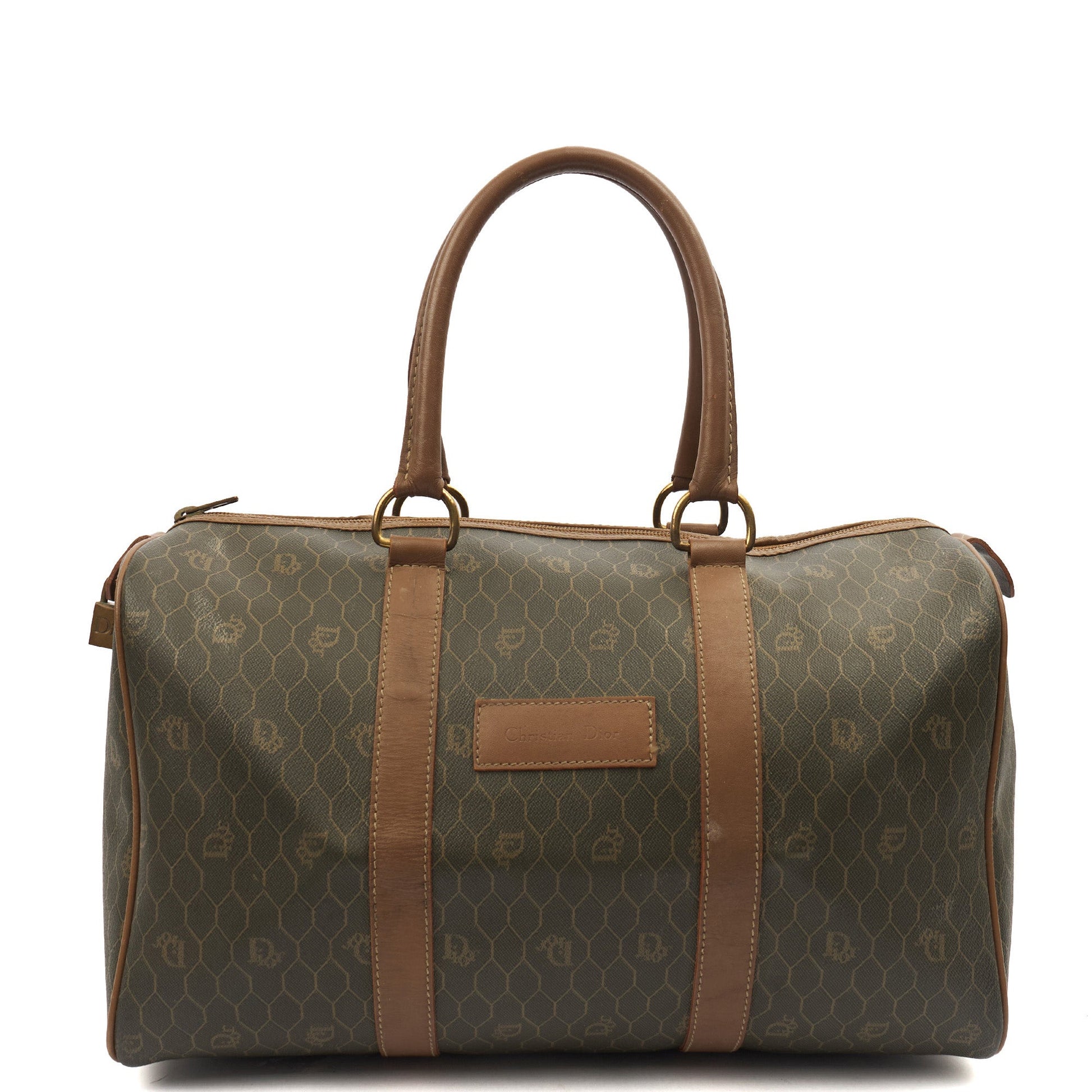 Christian Dior Top Handle Vintage Boston in Brown, Leather — Front View