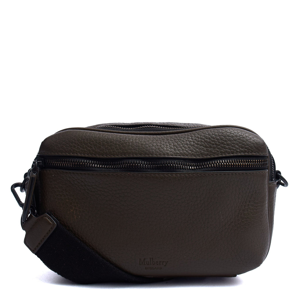 Mulberry Cross Body Urban Zipped Reporter in Khaki Meadow, Calfskin Leather — Front View