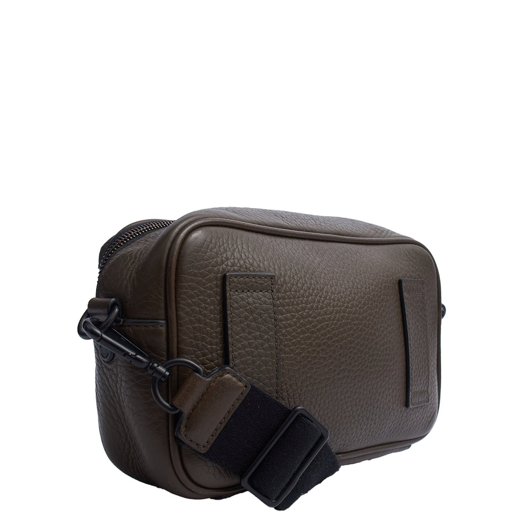 Mulberry Cross Body Urban Zipped Reporter in Khaki Meadow, Calfskin Leather — Side View
