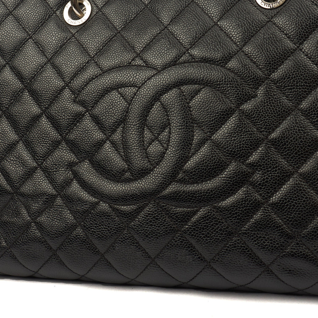 Chanel Tote Grand Shopping Tote XL in Black, Caviar Leather — Alternate View 8