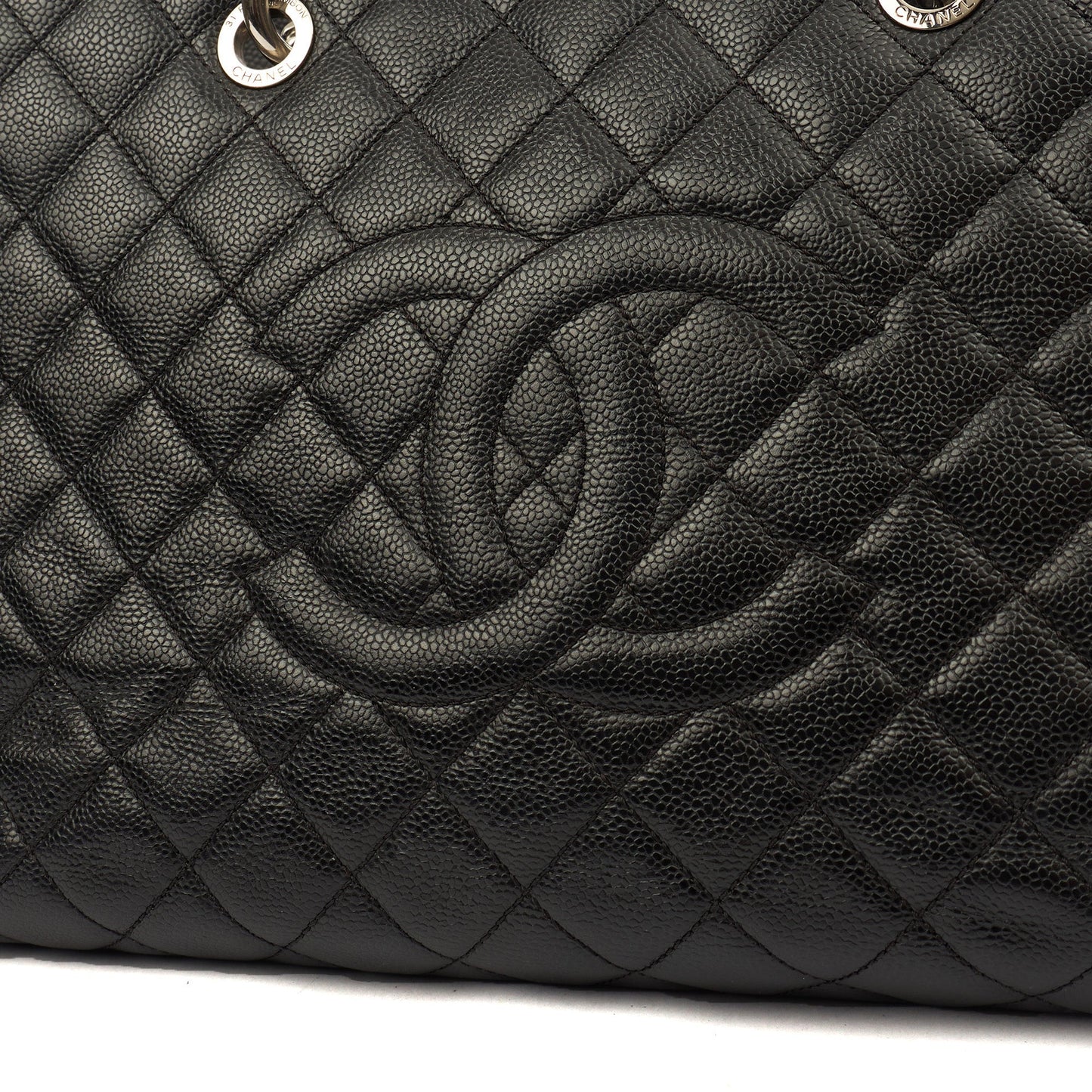 Chanel Tote Grand Shopping Tote XL in Black, Caviar Leather — Alternate View 8