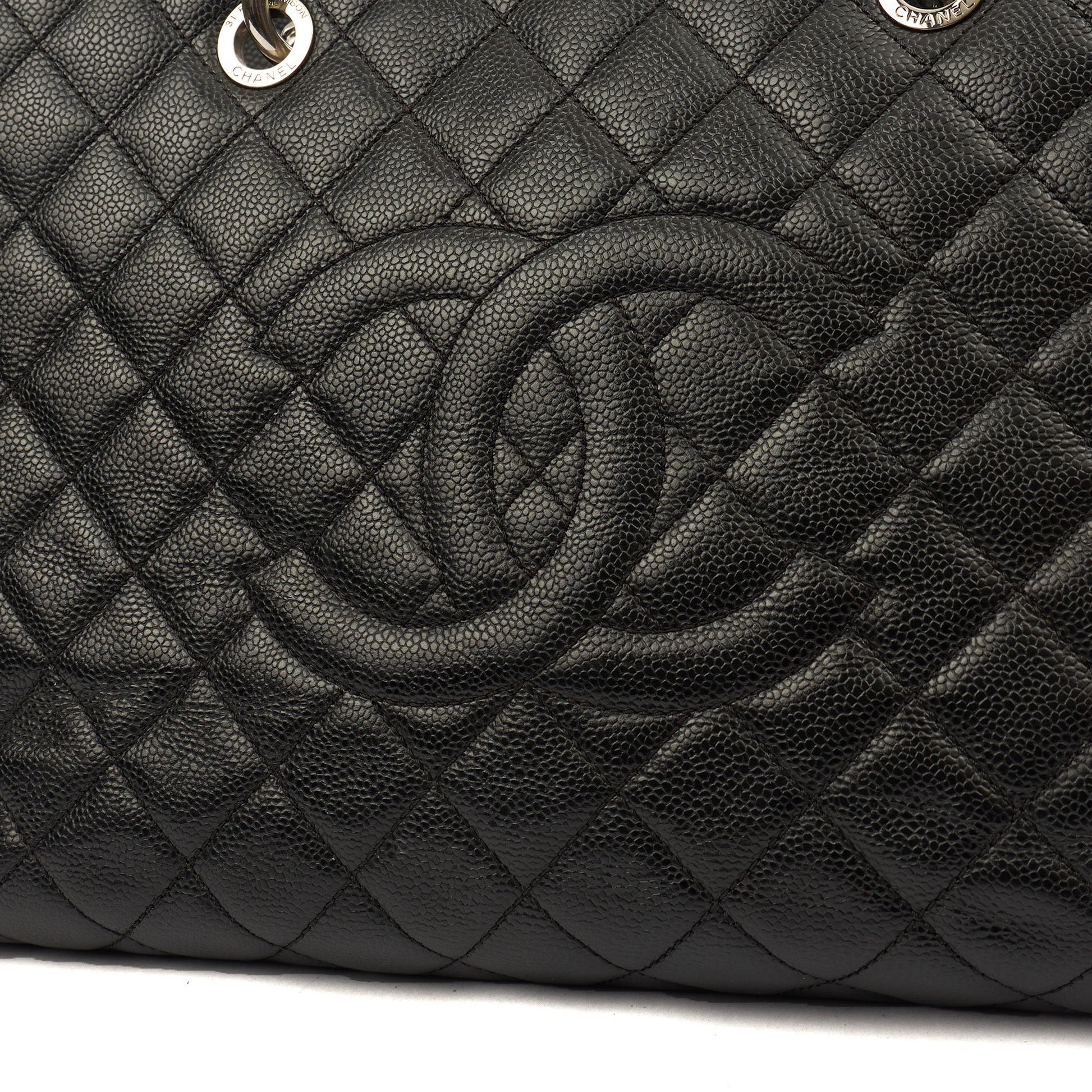 Chanel Tote Grand Shopping Tote XL in Black, Caviar Leather — Alternate View 8