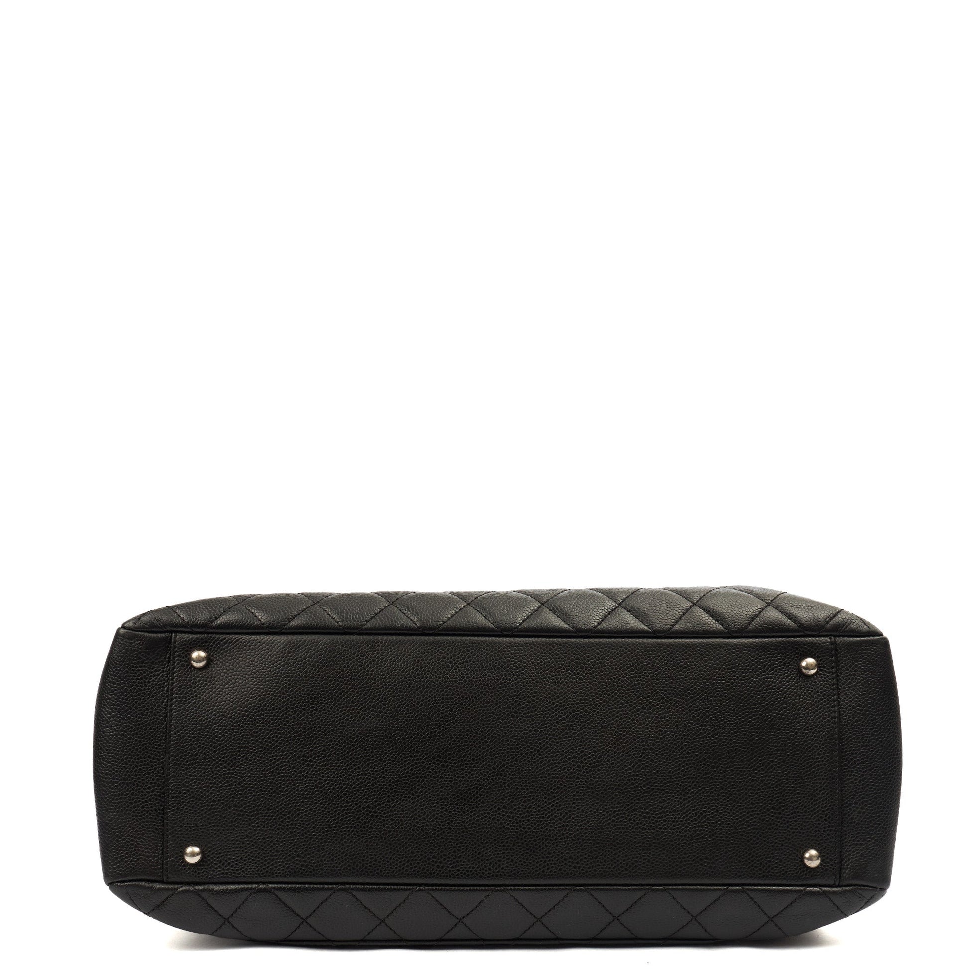 Chanel Tote Grand Shopping Tote XL in Black, Caviar Leather — Detail View
