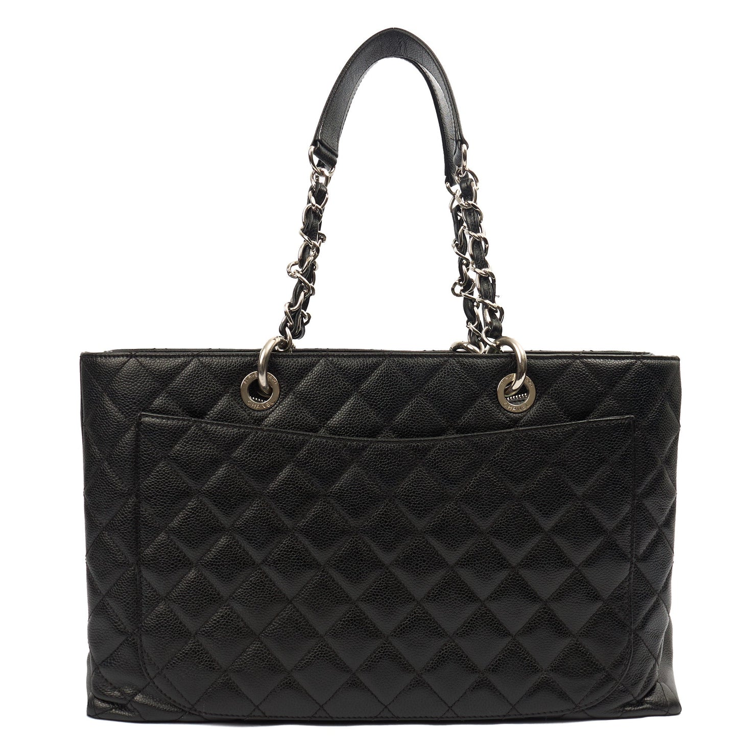 Chanel Tote Grand Shopping Tote XL in Black, Caviar Leather — Top View