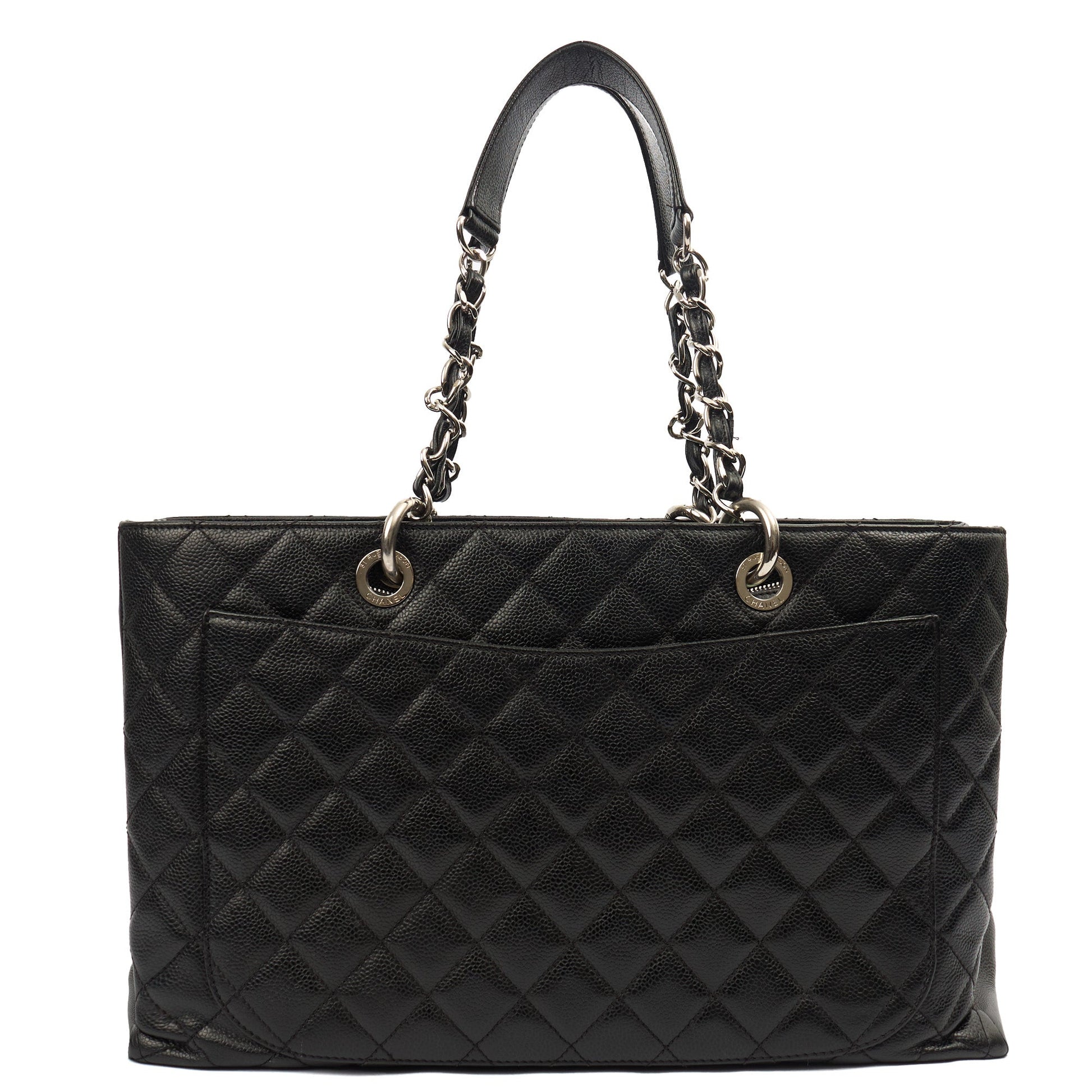 Chanel Tote Grand Shopping Tote XL in Black, Caviar Leather — Top View