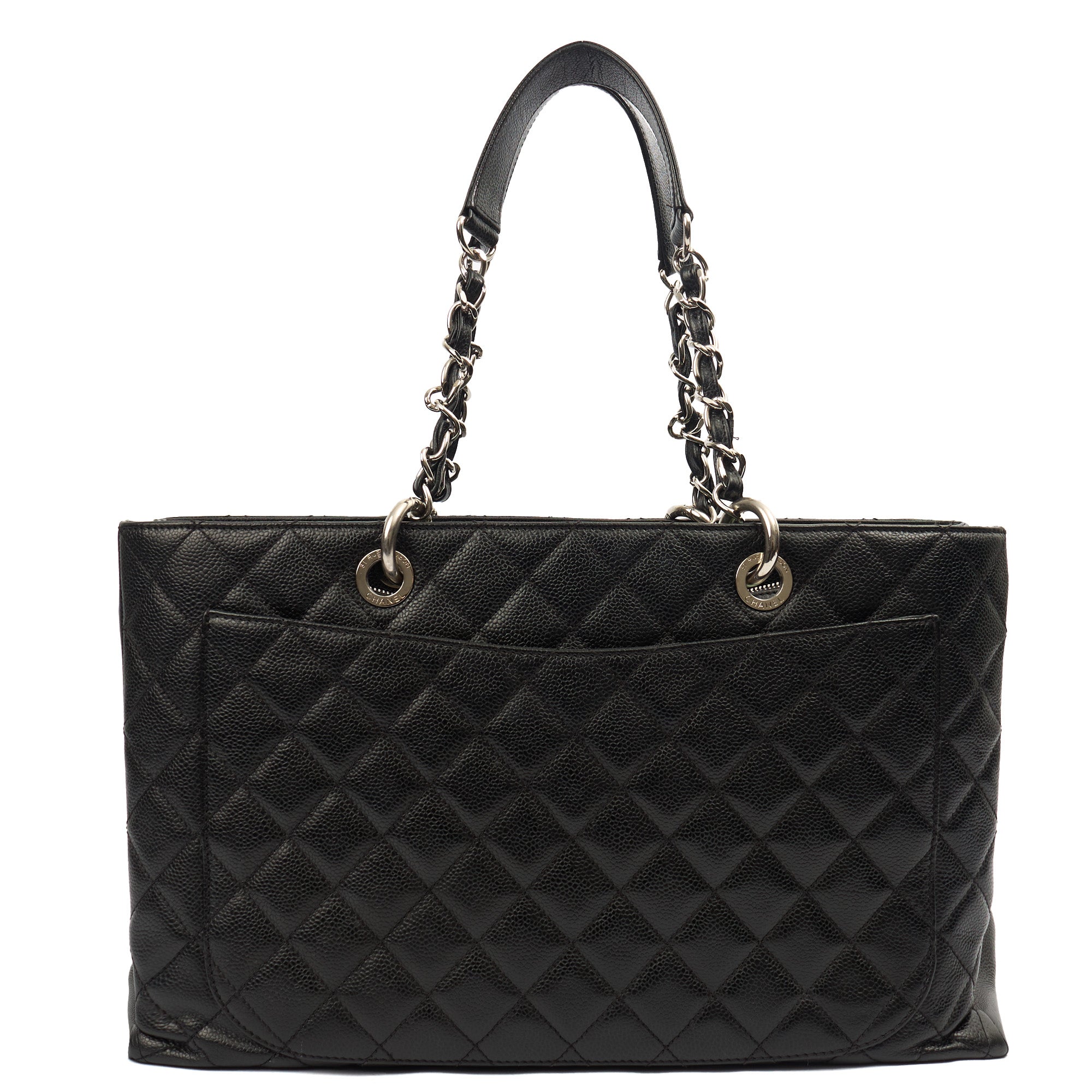 Chanel Tote Grand Shopping Tote XL in Black, Caviar Leather — Top View