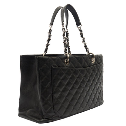 Chanel Tote Grand Shopping Tote XL in Black, Caviar Leather — Back View