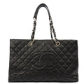 Chanel Tote Grand Shopping Tote XL in Black, Caviar Leather — Front View