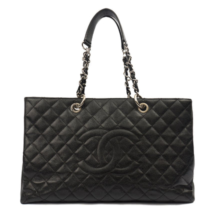 Chanel Tote Grand Shopping Tote XL in Black, Caviar Leather — Front View