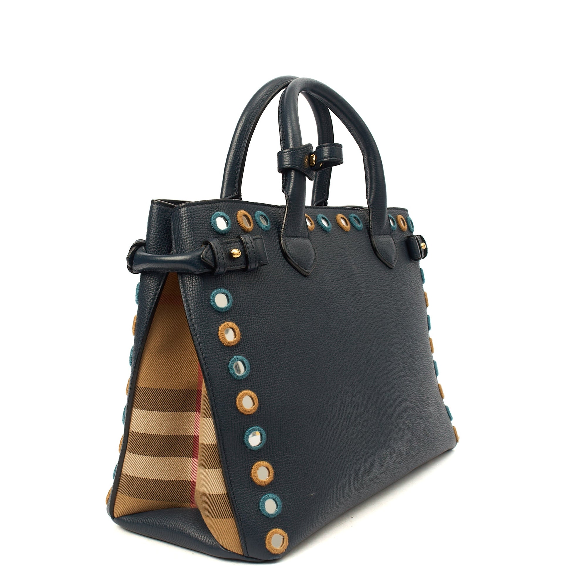 Burberry Tote Banner - Small in Navy, Leather — Alternate View 8