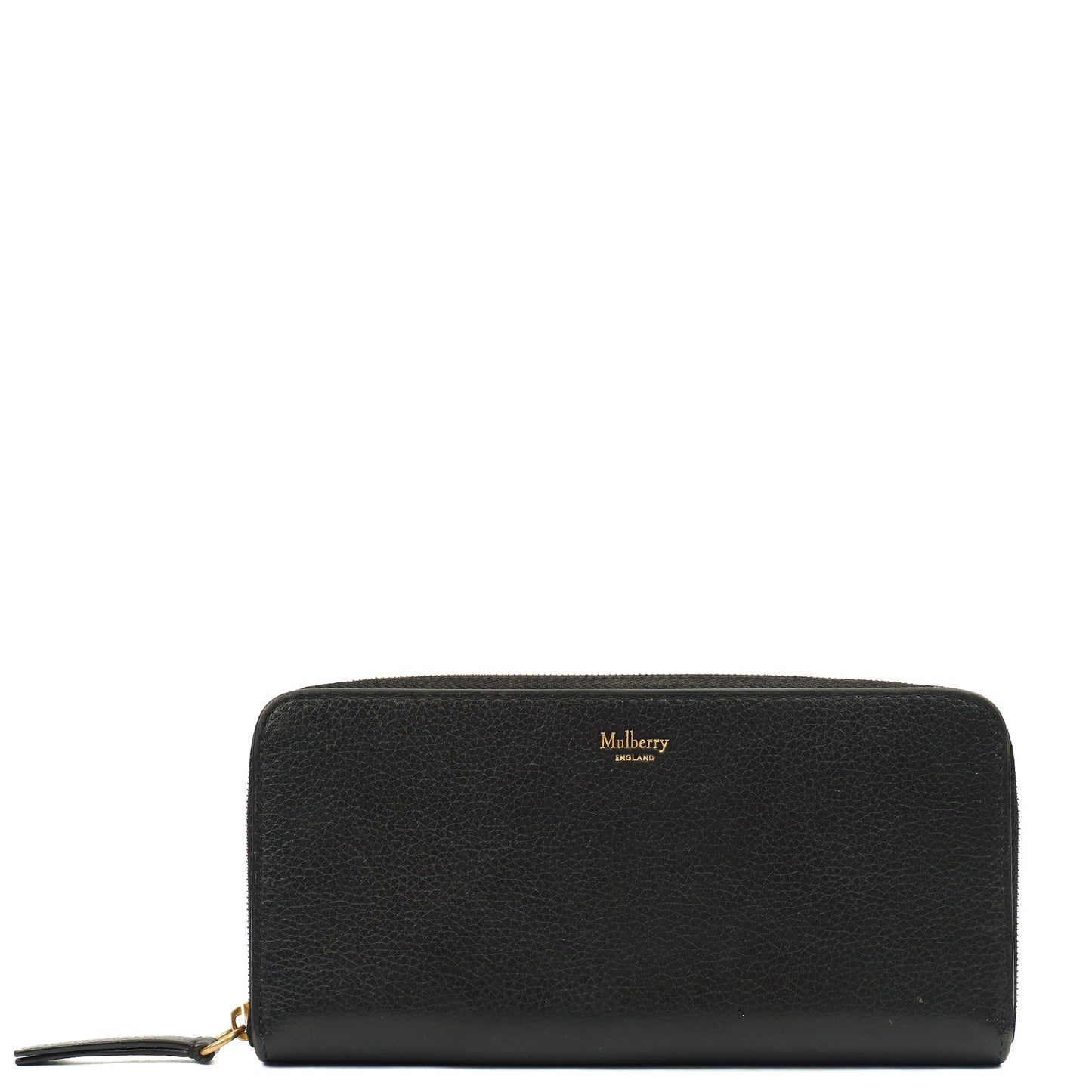 Mulberry Wallet Zip Around Wallet - Medium in Black, Calfskin Leather — Front View