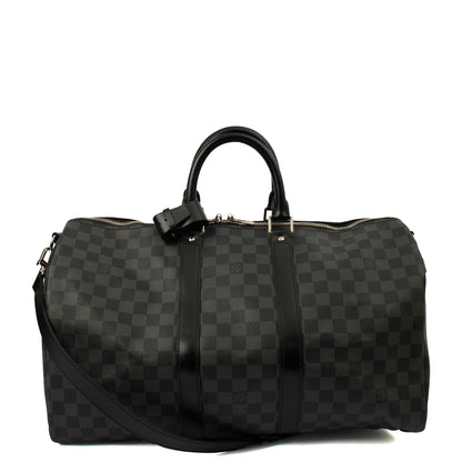 Louis Vuitton Keepall 45 Bandouliere in Damier Graphite, Canvas — Top View