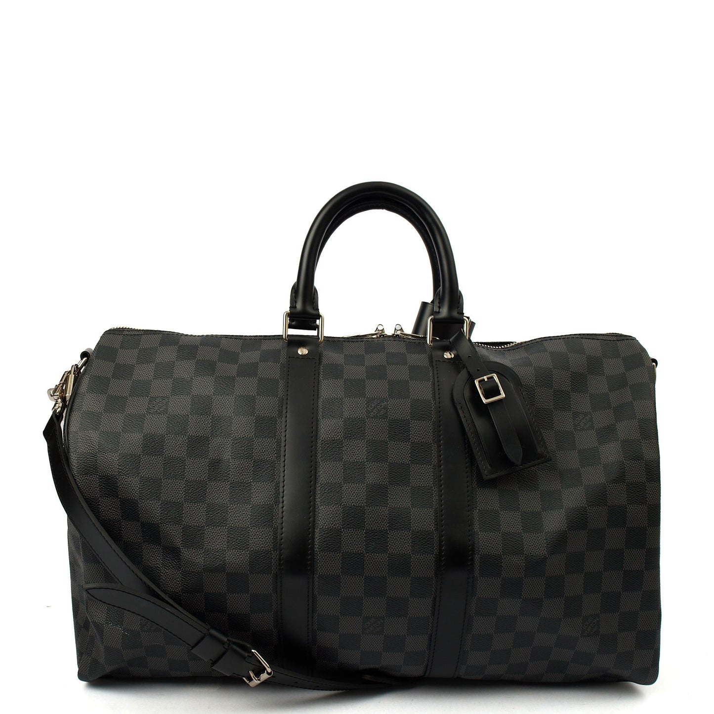 Louis Vuitton Keepall 45 Bandouliere in Damier Graphite, Canvas — Front View