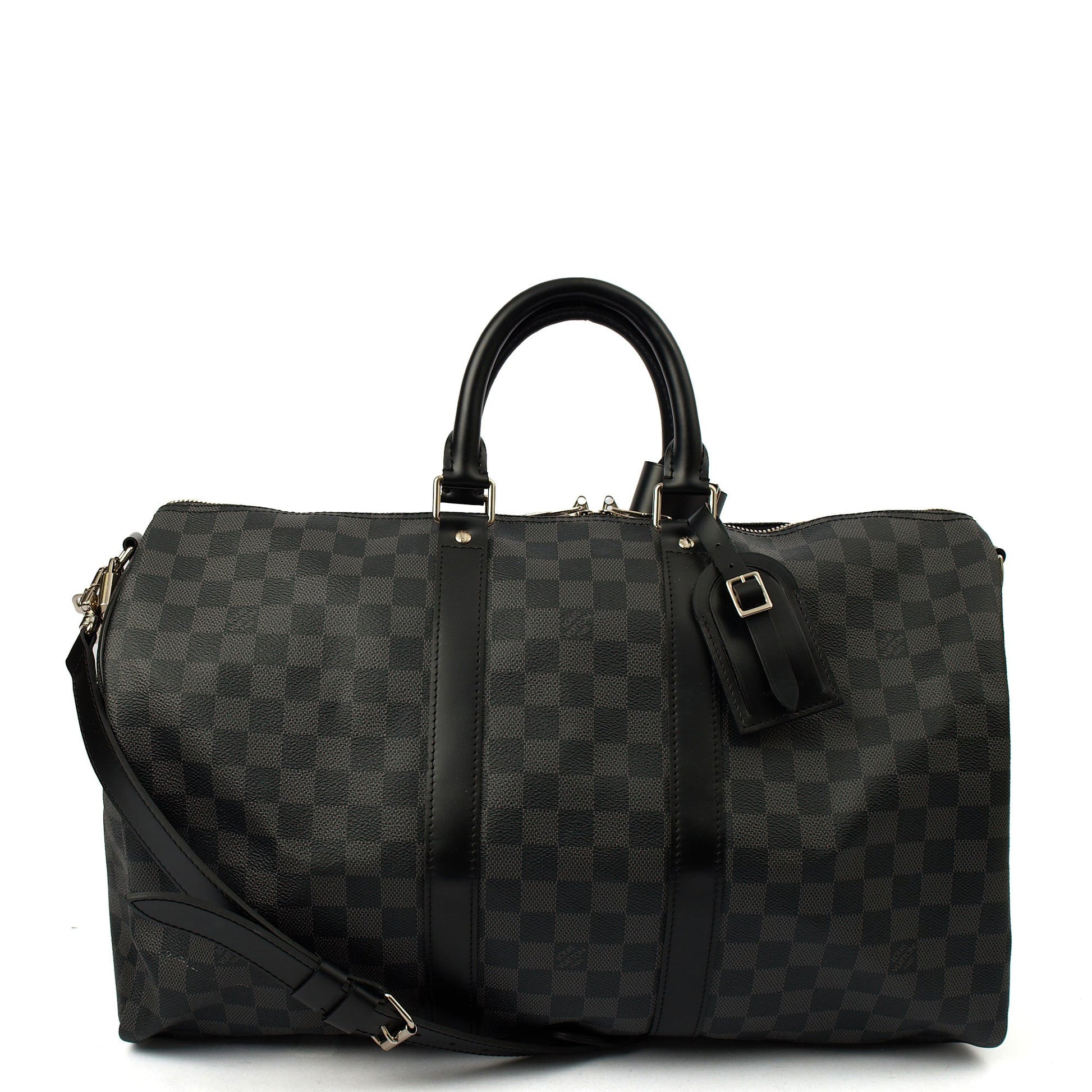 Louis Vuitton Keepall 45 Bandouliere in Damier Graphite, Canvas — Front View
