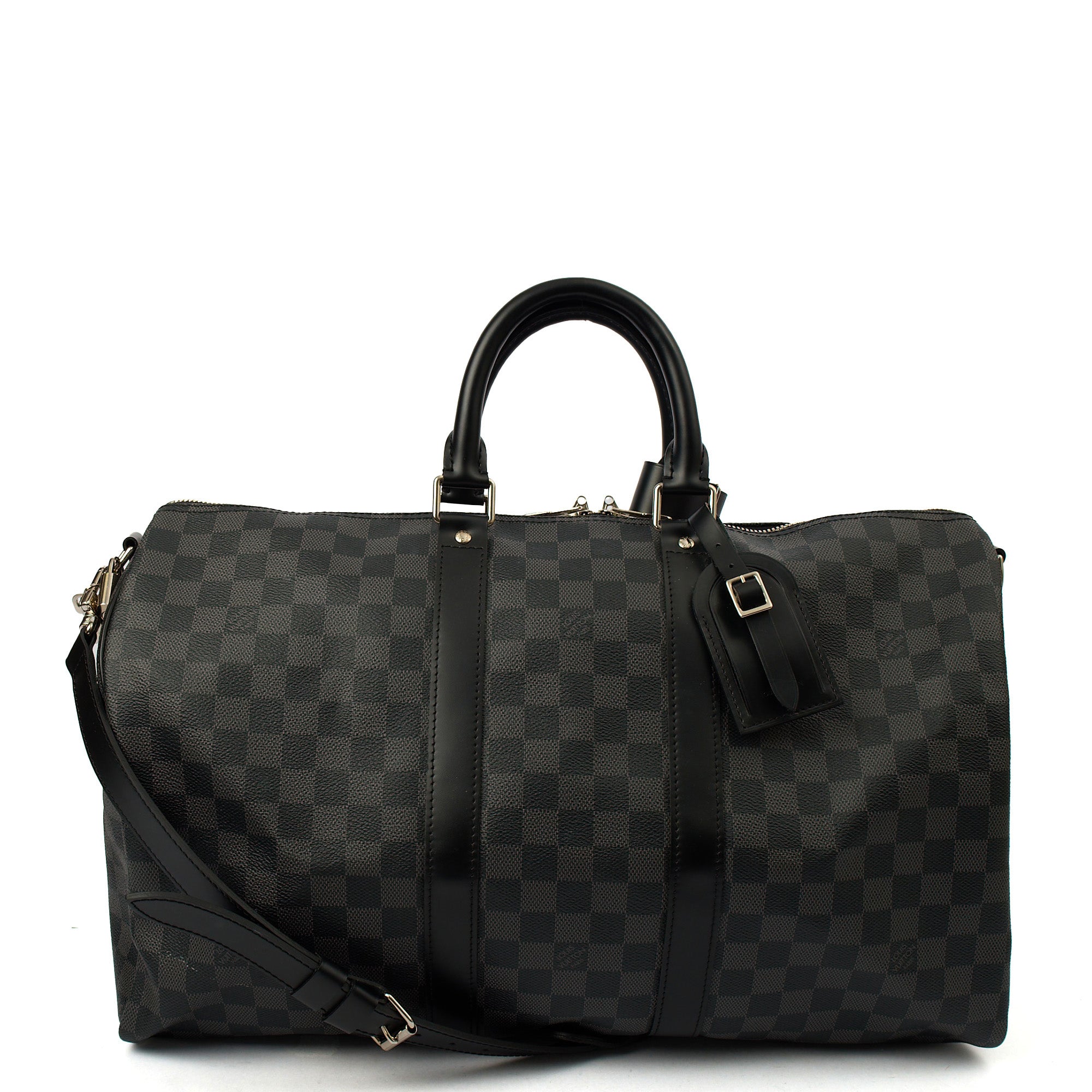 Louis Vuitton Keepall 45 Bandouliere in Damier Graphite, Canvas — Front View