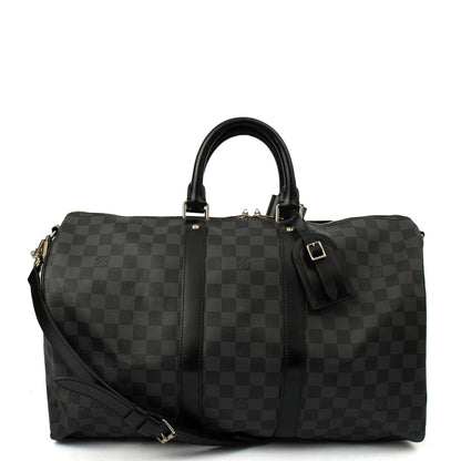 Louis Vuitton Keepall 45 Bandouliere in Damier Graphite, Canvas — Front View