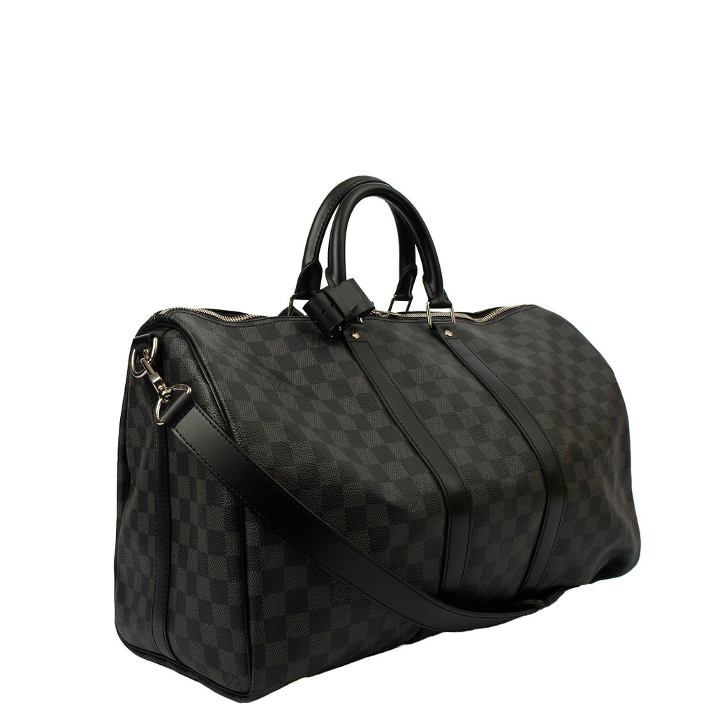 Louis Vuitton Keepall 45 Bandouliere in Damier Graphite, Canvas — Back View