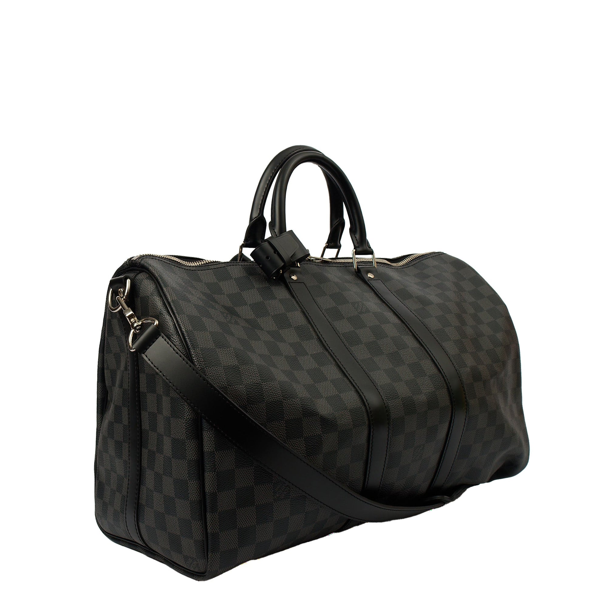Louis Vuitton Keepall 45 Bandouliere in Damier Graphite, Canvas — Back View