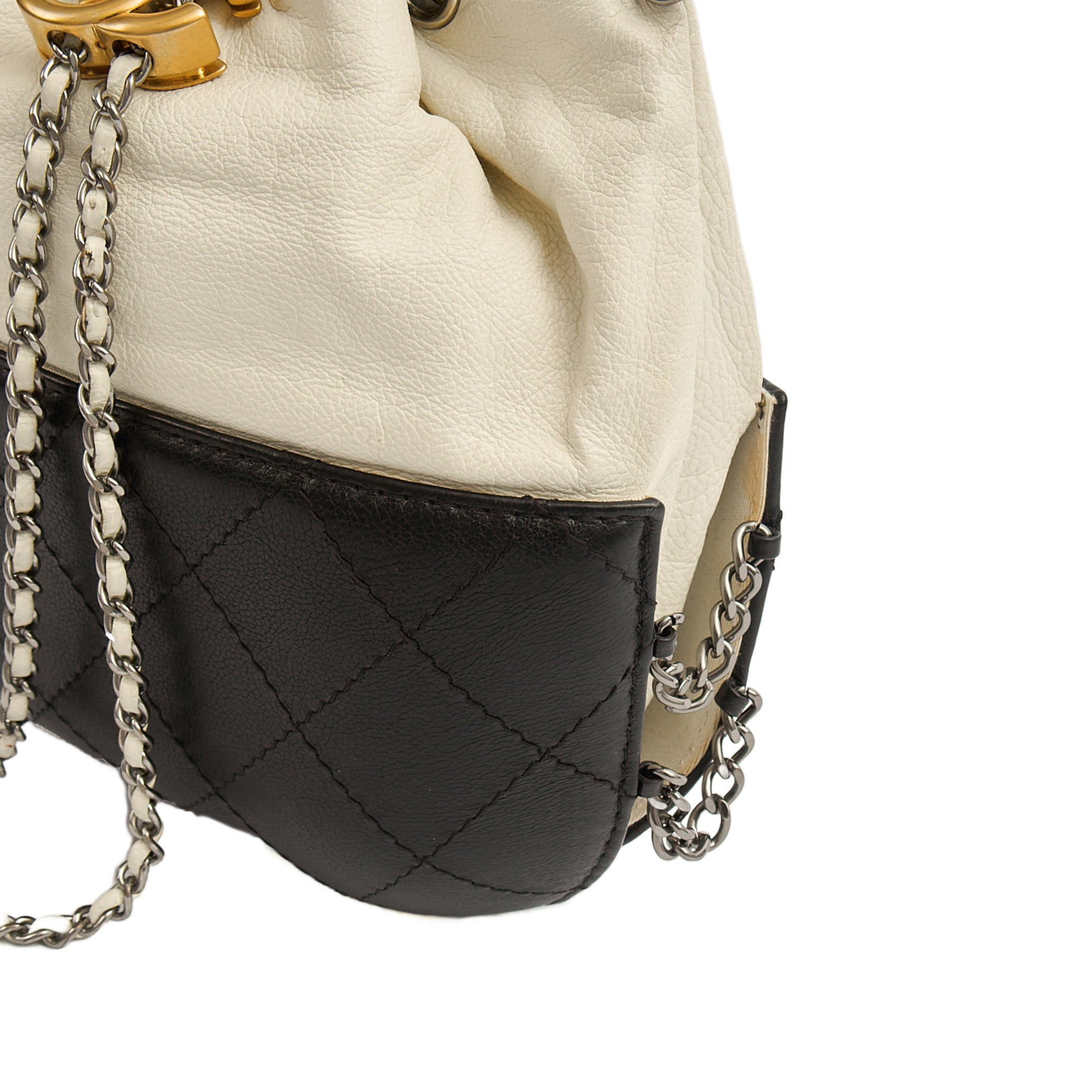 Chanel Bucket Bag Gabrielle Bucket Bag in White, Calfskin Leather — Lifestyle View