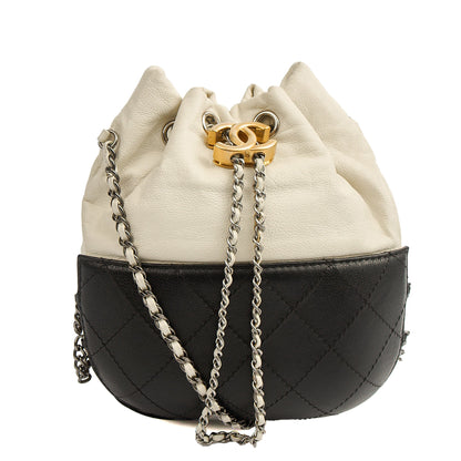 Chanel Bucket Bag Gabrielle Bucket Bag in White, Calfskin Leather — Front View