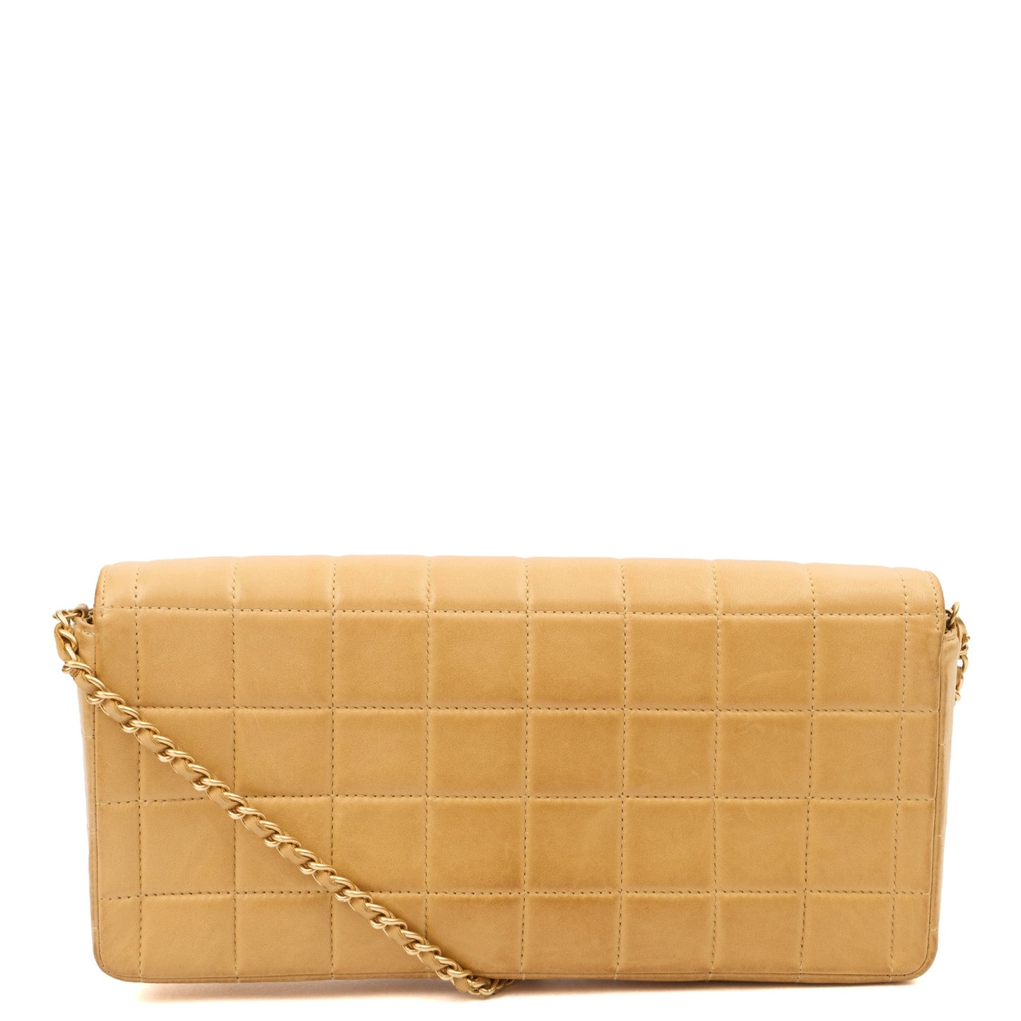 Chanel Chocolate Bar Quilted Flap Bag - East West in Neutral, Lambskin Leather — Top View
