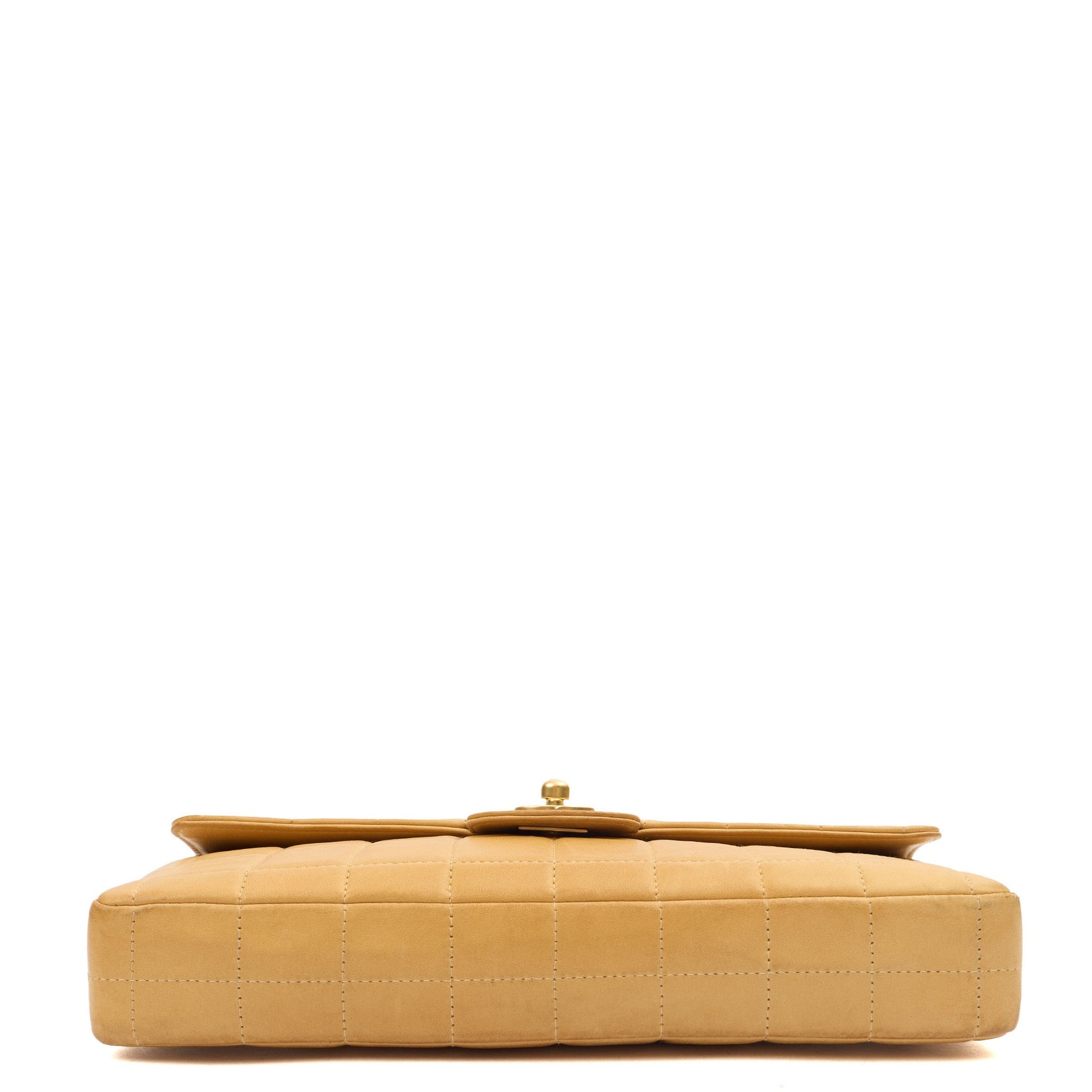 Chanel Chocolate Bar Quilted Flap Bag - East West in Neutral, Lambskin Leather — Detail View