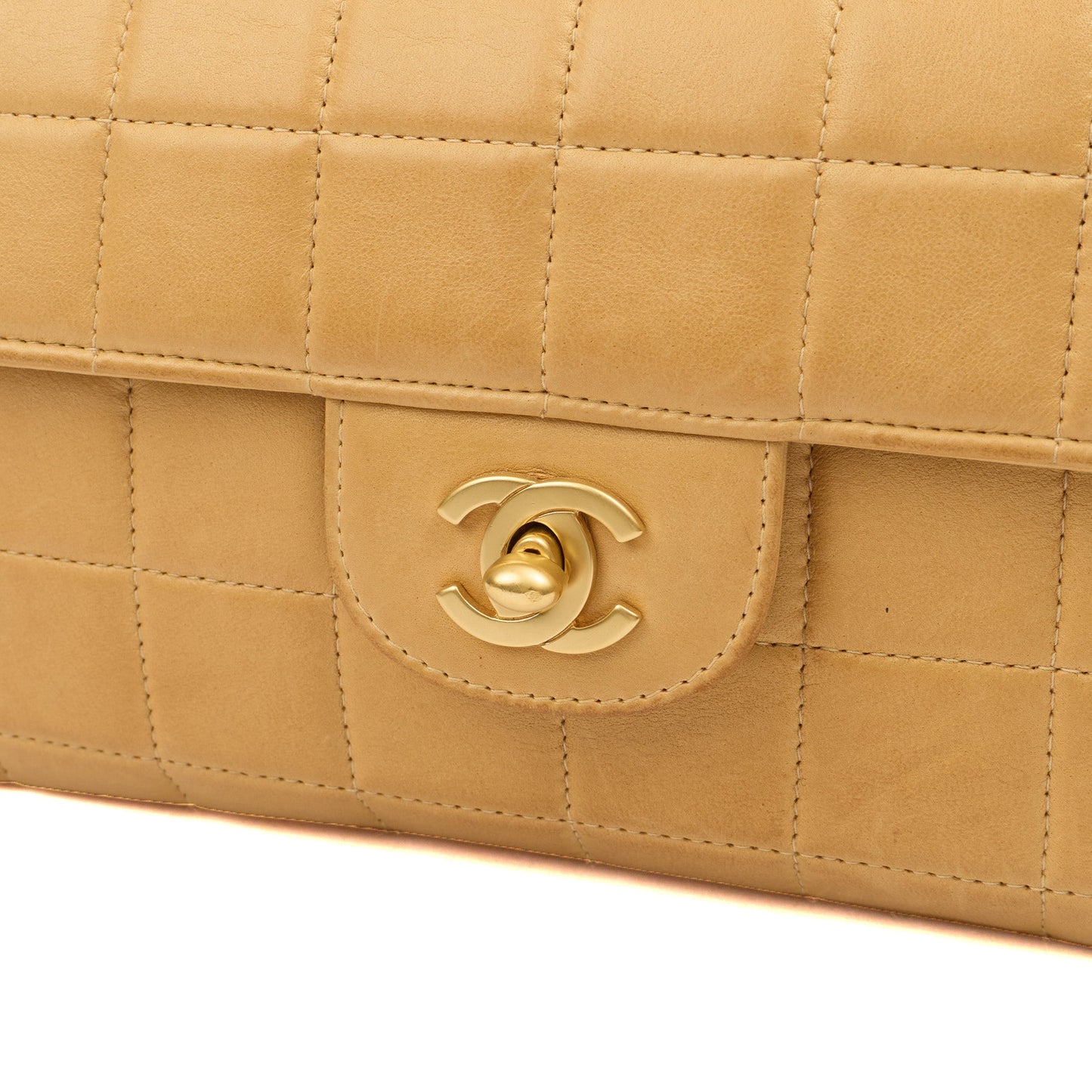 Chanel Chocolate Bar Quilted Flap Bag - East West in Neutral, Lambskin Leather — Lifestyle View