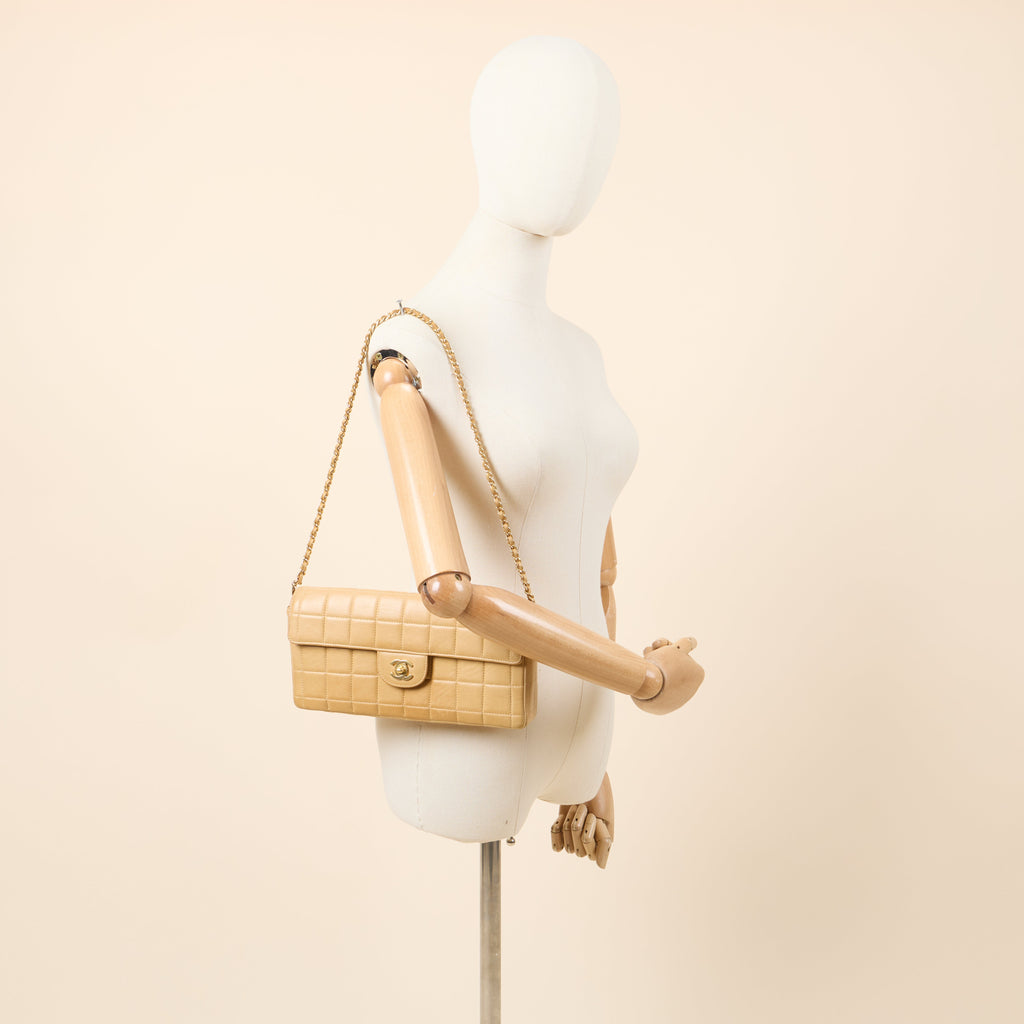 Chanel Chocolate Bar Quilted Flap Bag - East West in Neutral, Lambskin Leather — Alternate View 12