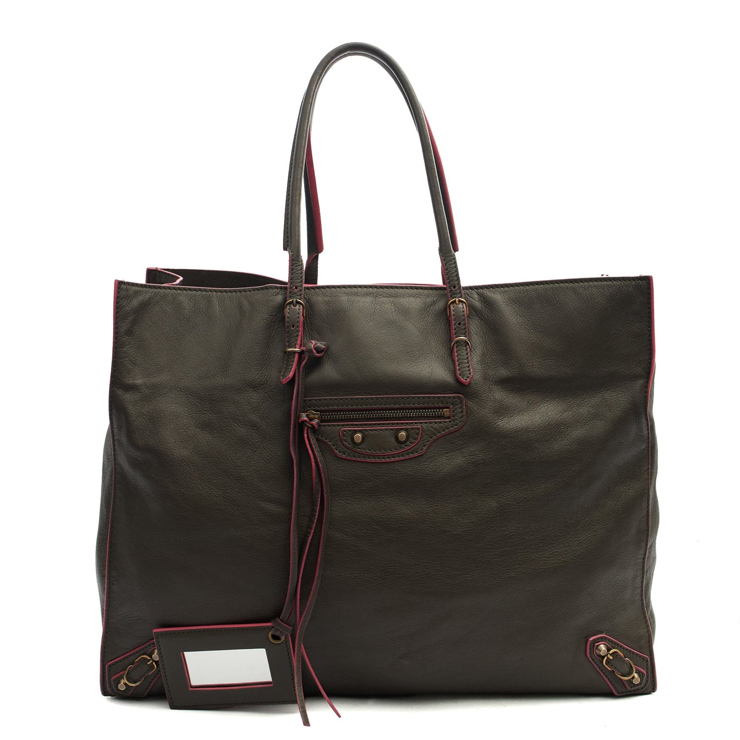 Balenciaga Tote Papier A4 Tote in Grey, Leather — Front View