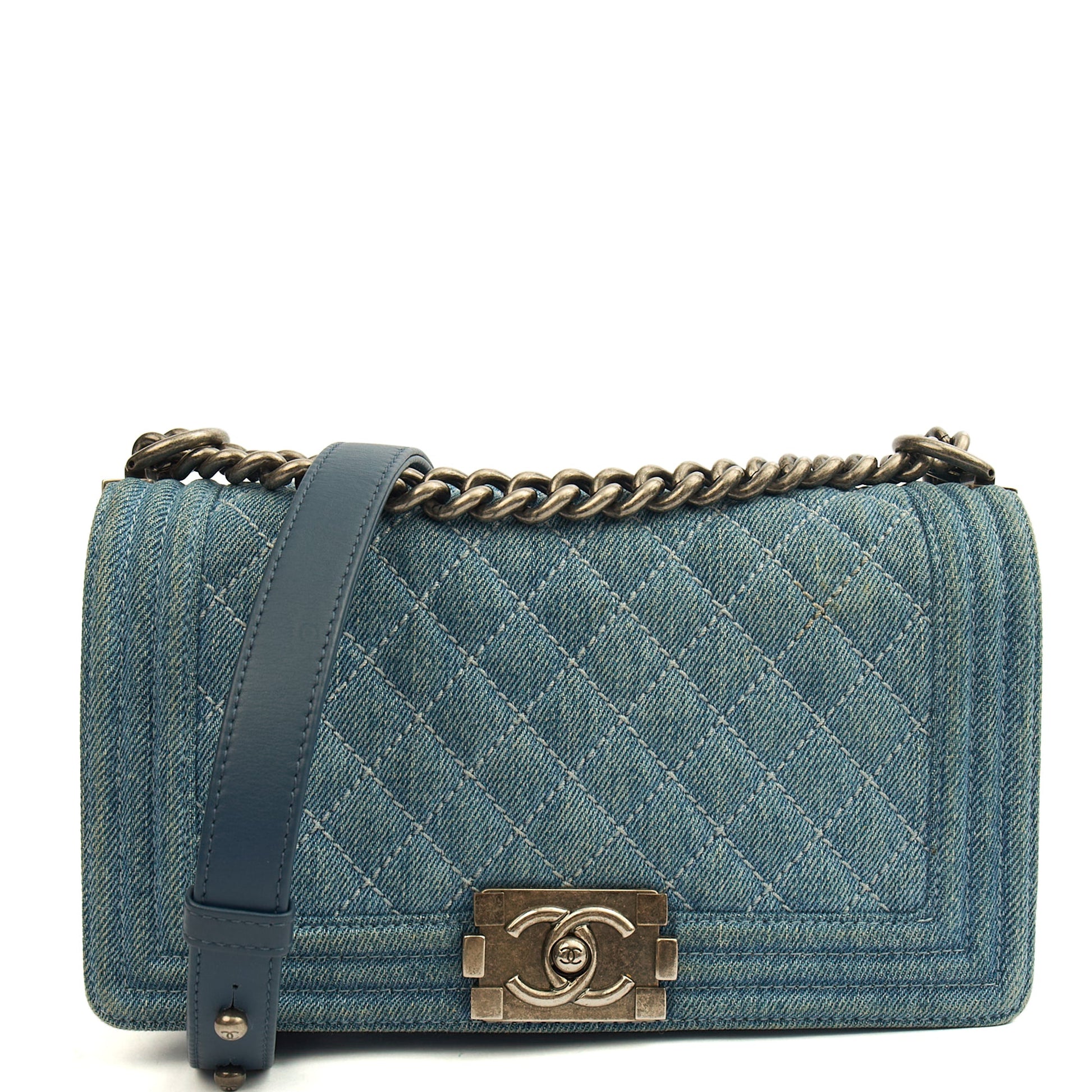 Chanel Shoulder Bag Boy - Medium in Blue, Fabric — Alternate View 19