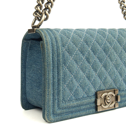 Chanel Shoulder Bag Boy - Medium in Blue, Fabric — Alternate View 7