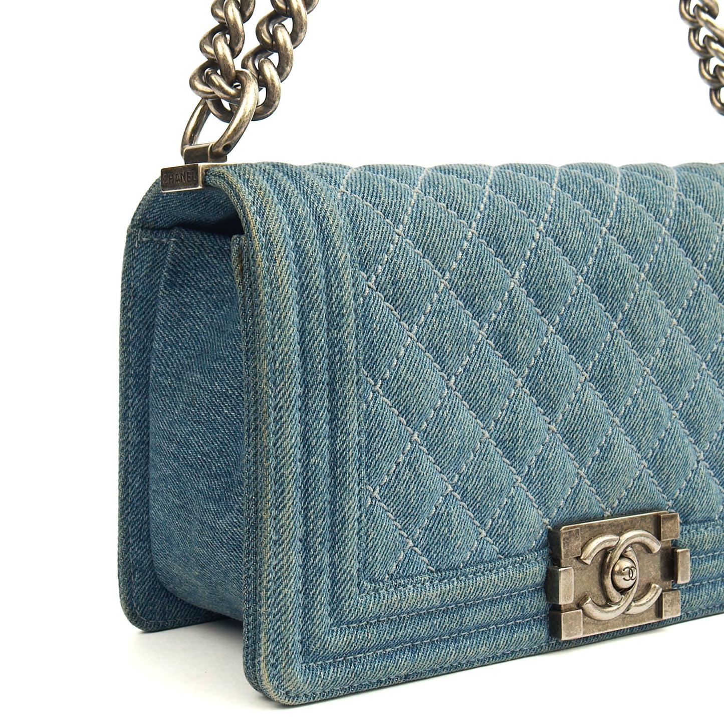 Chanel Shoulder Bag Boy - Medium in Blue, Fabric — Alternate View 16