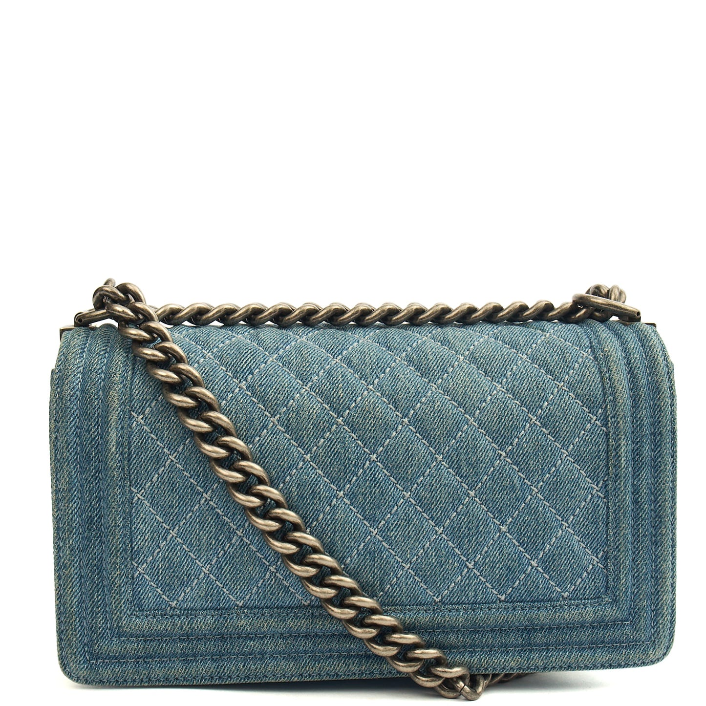 Chanel Shoulder Bag Boy - Medium in Blue, Fabric — Alternate View 12
