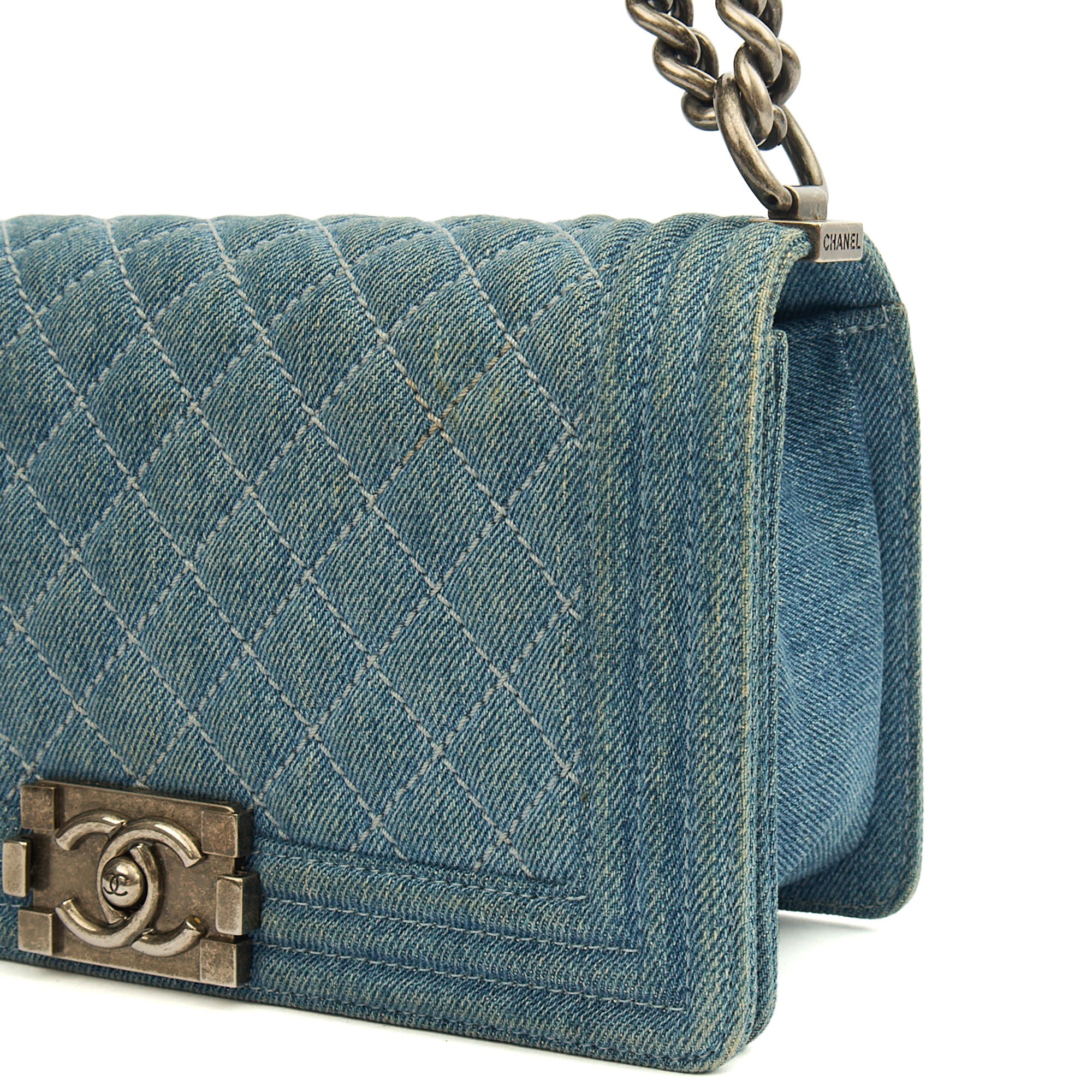 Chanel Shoulder Bag Boy - Medium in Blue, Fabric — Alternate View 17