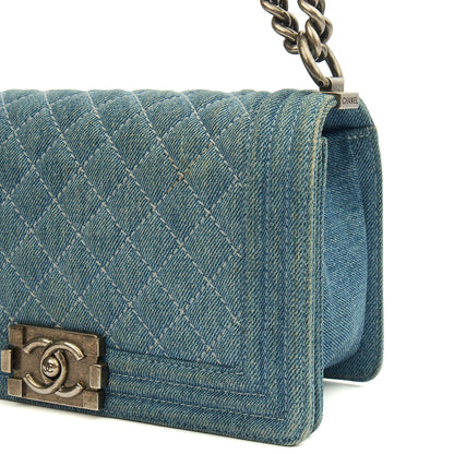 Chanel Shoulder Bag Boy - Medium in Blue, Fabric — Alternate View 17