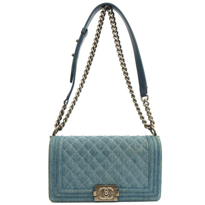 Chanel Shoulder Bag Boy - Medium in Blue, Fabric — Alternate View 23