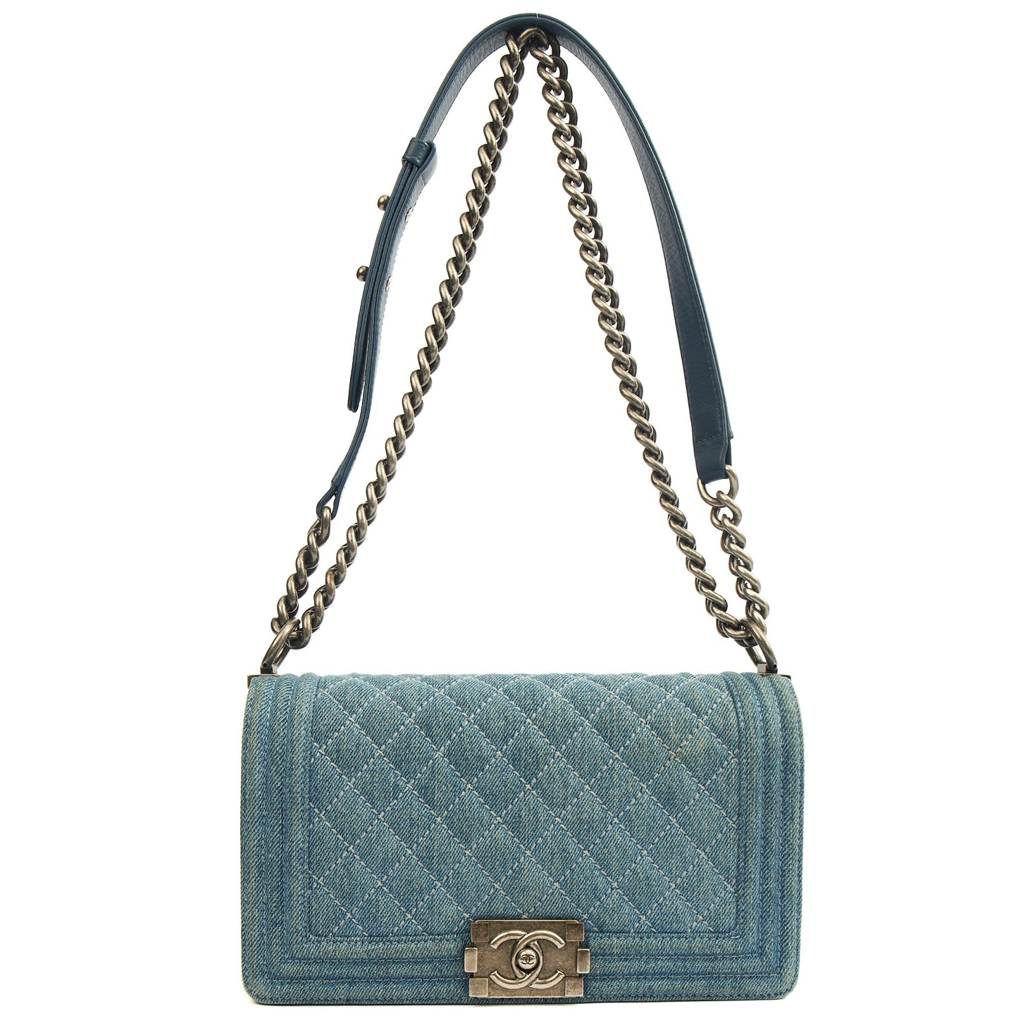 Chanel Shoulder Bag Boy - Medium in Blue, Fabric — Alternate View 14