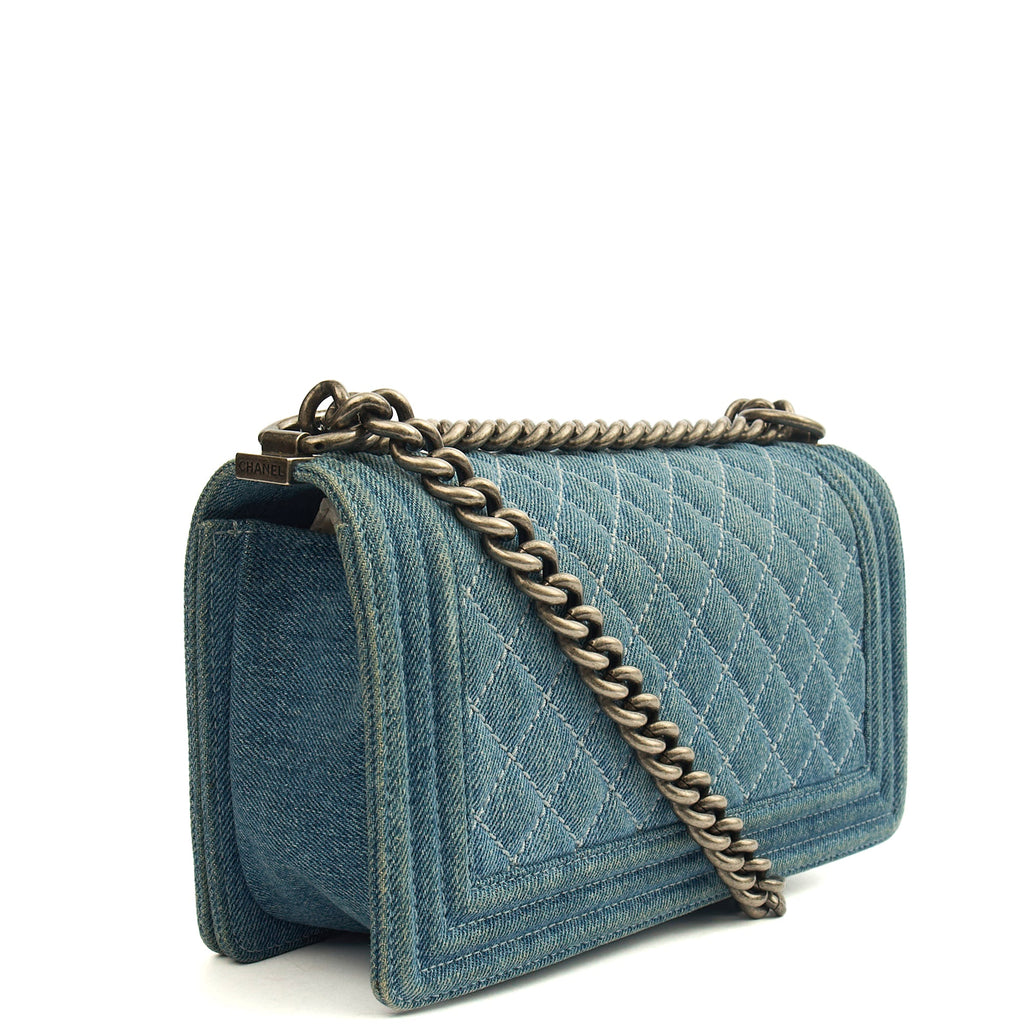 Chanel Shoulder Bag Boy - Medium in Blue, Fabric — Alternate View 20