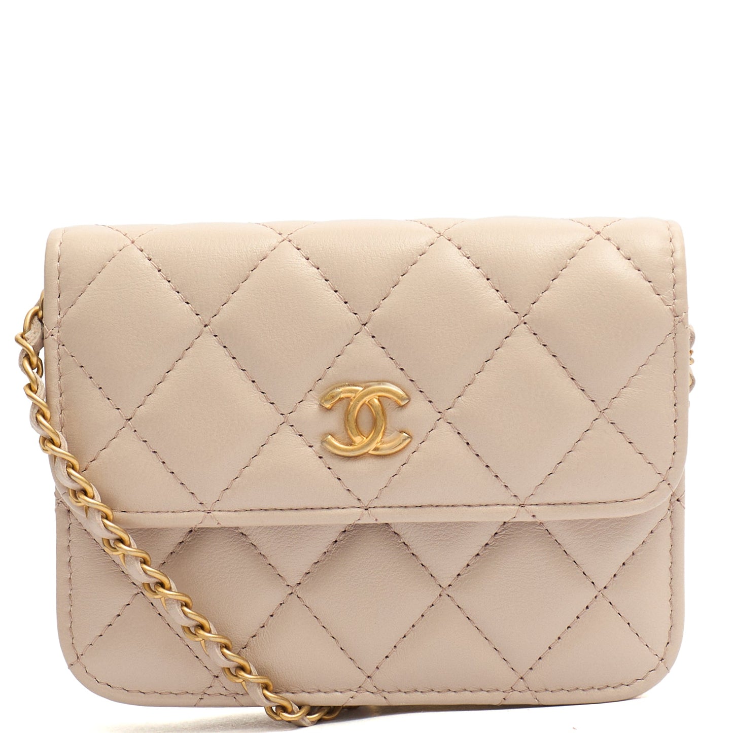 Chanel Cross Body Pearl Crush Square Flap Bag - Mini in Cream, Lambskin Leather — Alternate View 11