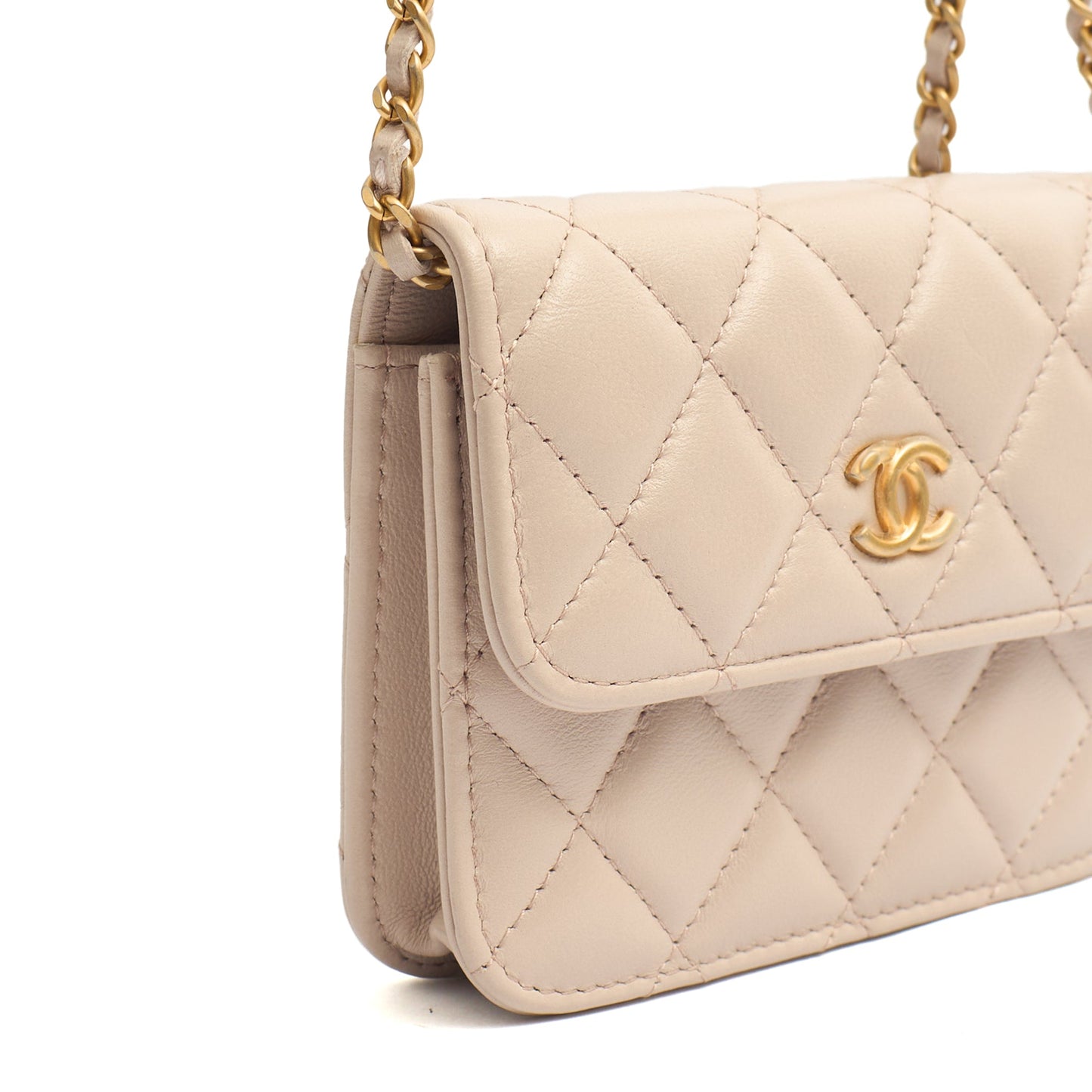 Chanel Cross Body Pearl Crush Square Flap Bag - Mini in Cream, Lambskin Leather — Alternate View 9