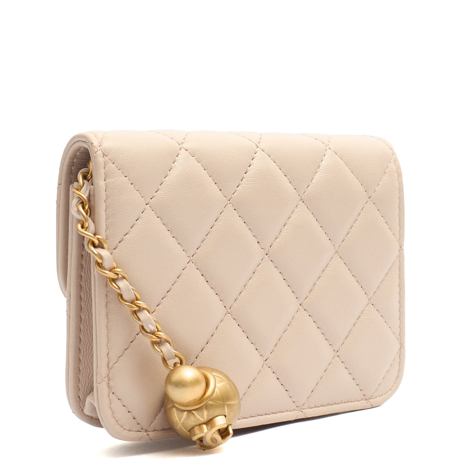 Chanel Cross Body Pearl Crush Square Flap Bag - Mini in Cream, Lambskin Leather — Top View