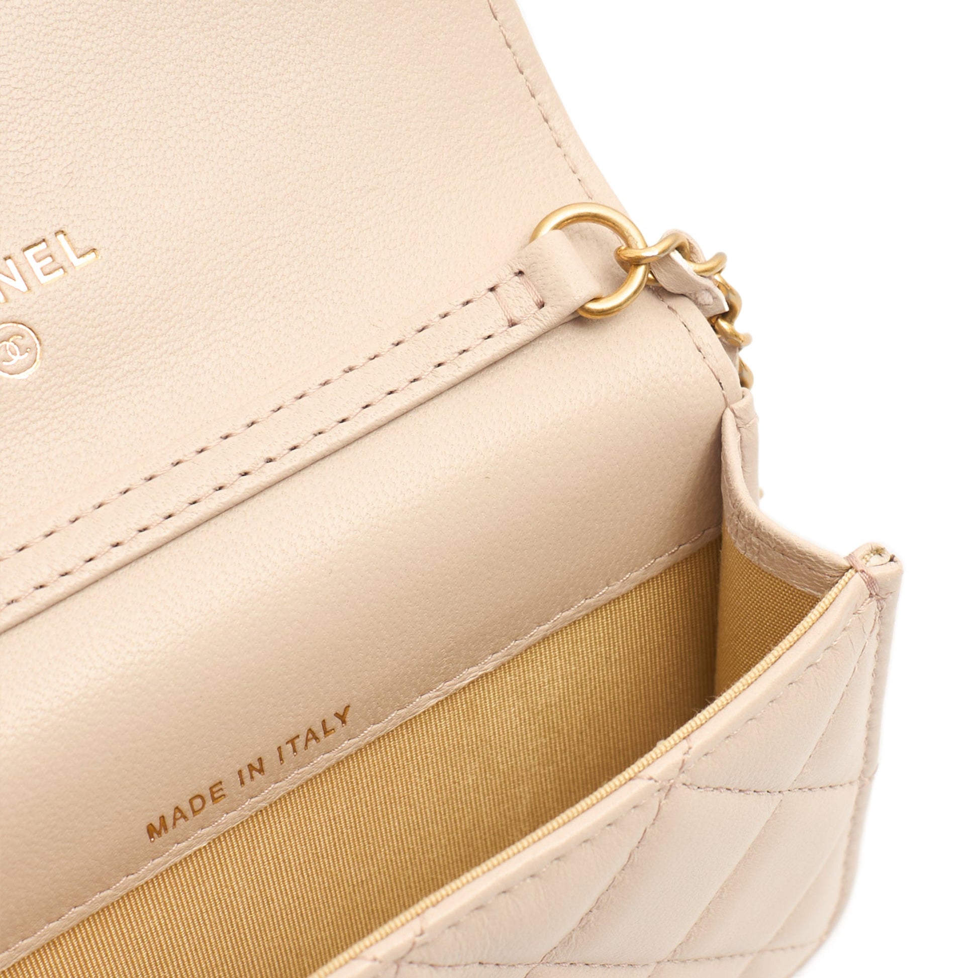 Chanel Cross Body Pearl Crush Square Flap Bag - Mini in Cream, Lambskin Leather — Alternate View 10
