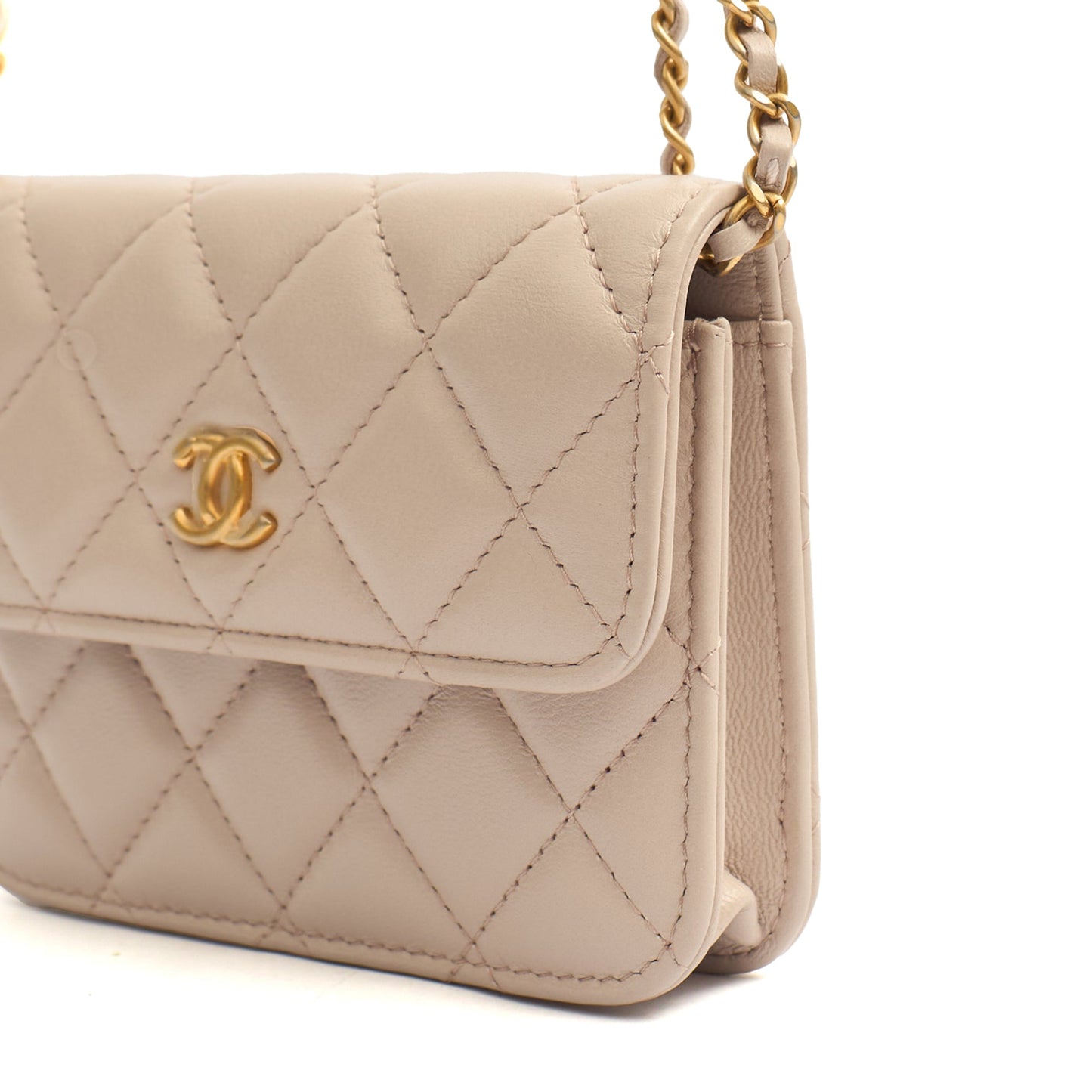 Chanel Cross Body Pearl Crush Square Flap Bag - Mini in Cream, Lambskin Leather — Alternate View 7