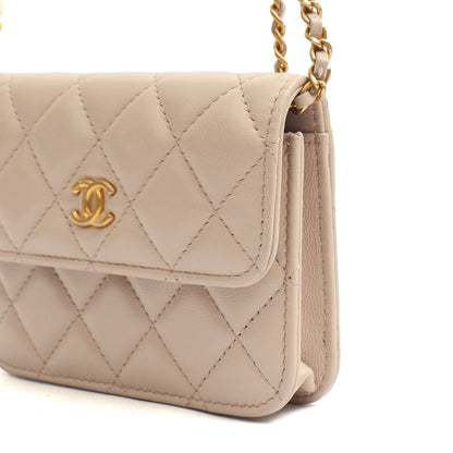 Chanel Cross Body Pearl Crush Square Flap Bag - Mini in Cream, Lambskin Leather — Alternate View 17