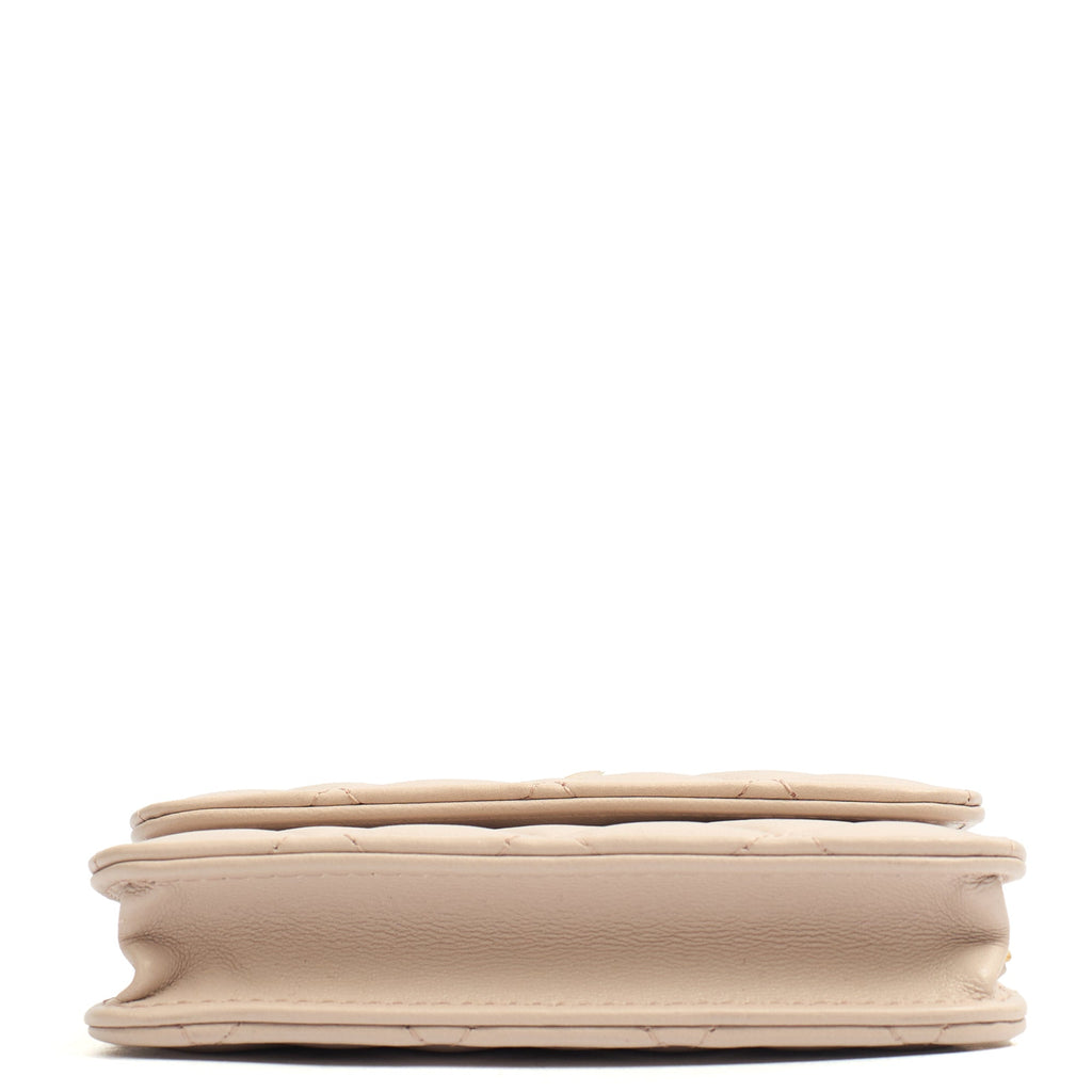 Chanel Cross Body Pearl Crush Square Flap Bag - Mini in Cream, Lambskin Leather — Detail View