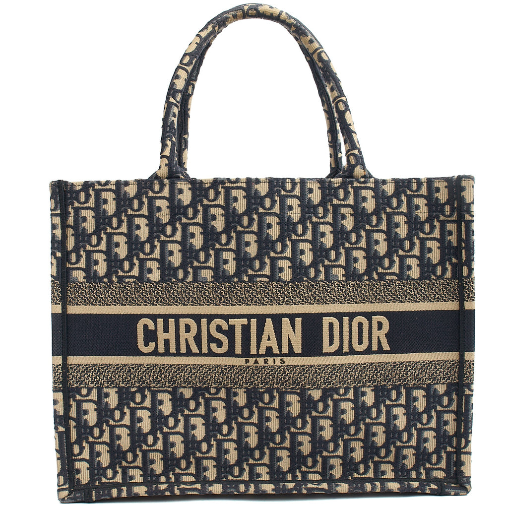 Christian Dior Tote Book Tote - Large in Blue, Fabric — Front View