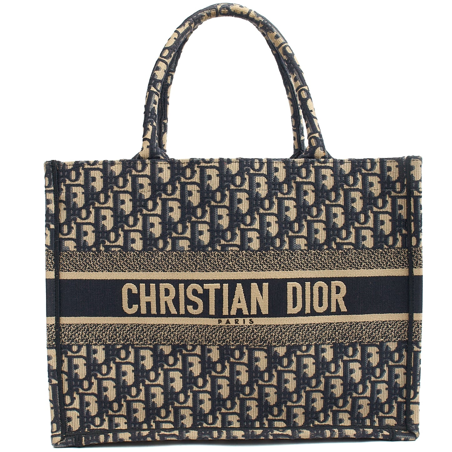 Christian Dior Tote Book Tote - Large in Blue, Fabric — Front View